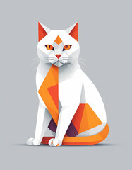 Wall Mural - Cat illustration in polygon style. Triangle illustration of animal for use as a print on t-shirt and poster. Geometric low poly kitten design illustration.