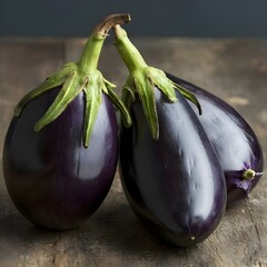 Canvas Print - eggplants on a wooden table