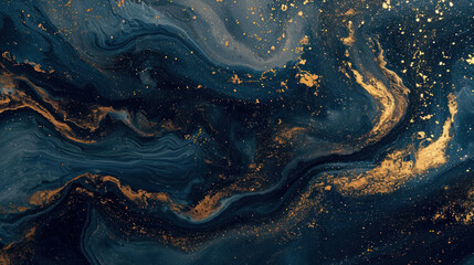 Wall Mural - Abstract dark blue background with golden splash as wallpaper illustration