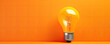 Orange background with bulb of idea concept.