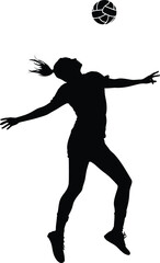 Silhouette volleyball player full body black color only