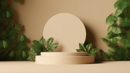 Wall Mural - podium eco scandinavian style nature leaves branches.