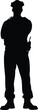Silhouette police man or police officers full body black color only