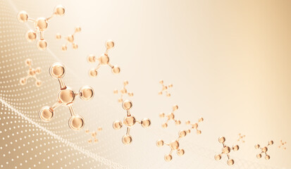 Wall Mural - molecule or atom, abstract structure for science or medical background, 3d illustration.