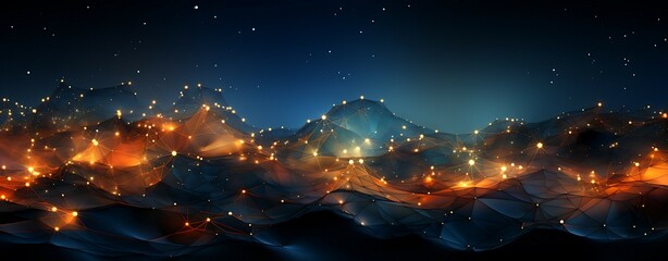 Abstract background of glowing blue mesh or interwoven lines on a dark background