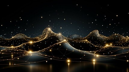 Abstract background of glowing blue mesh or interwoven lines on a dark background