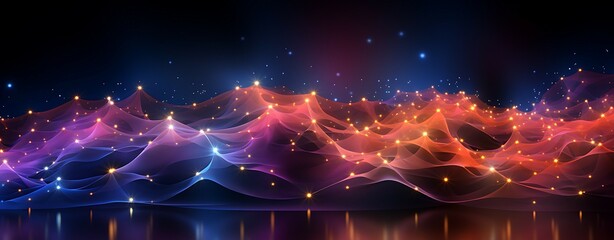 Abstract background of glowing blue mesh or interwoven lines on a dark background
