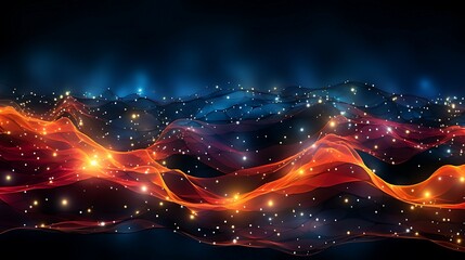 Abstract background of glowing blue mesh or interwoven lines on a dark background