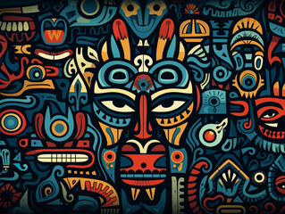 Wall Mural - Colorful Totem illustration