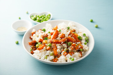 Sticker - Rice bowl with carrot and pea