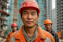 Portrait Of A Chinese Migrant Worker On The Construction Site