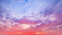 4K Sky Time Lapse, Beautiful Background, Spectacular Red Sky Clouds Nature Landscape At Sunrise.