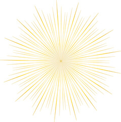 Golden sunburst style isolated illustration on transparent background.