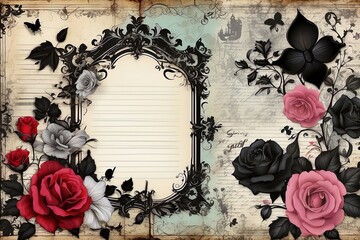 Beautiful antique Gothic style frame decorated with roses