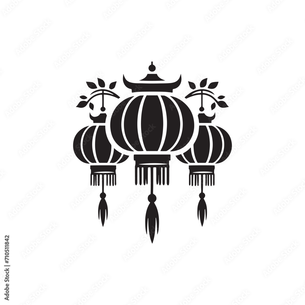 Awe-Inspiring Lantern Glow: Chinese Lanterns Silhouette Stock Series ...