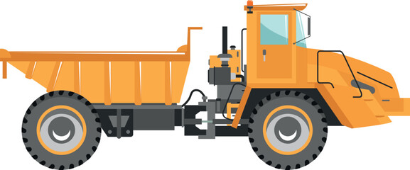 Dump Truck Icon in Flat Style. Vector Illustration
