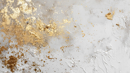 Wall Mural - Texture of white and gold paint unevenly distributed over the surface
