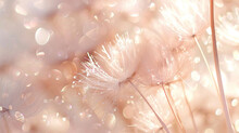 Beautiful Abstract Background. Fluffy Dandelion Close-up In Sunlight
