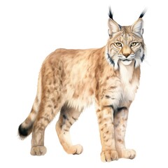 Wall Mural - Lynx watercolor illustration. Painting of forest animal on white background