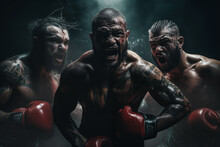 Emotional MMA-themed Poster: Boxers Shrouded In Fog Stand Against A Dark Background