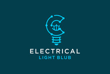 Technology Electrical Illustration Design Logo, With A Circuit Board Symbol Forming A Light Bulb. With Letter C Initial.