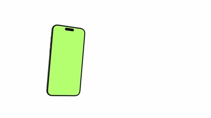 Mobile phone with blank green screen, front view, isolated on white background. For presentation on mockup screen 3D render