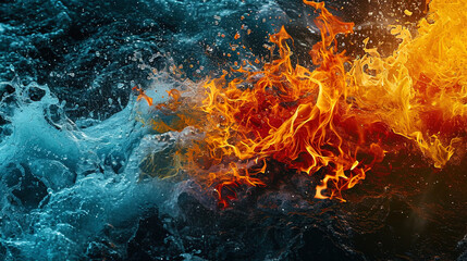 Wall Mural - abstract image of natural elements, such as water and fire, combined in one art work
