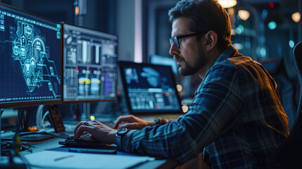 A picture of an engineeranerosmic designer working on a new generation of missiles and spacecraft