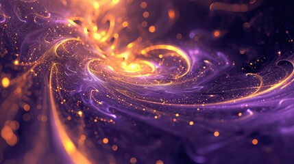 Wall Mural - ochre and lavender modern digital abstract with radiant particles