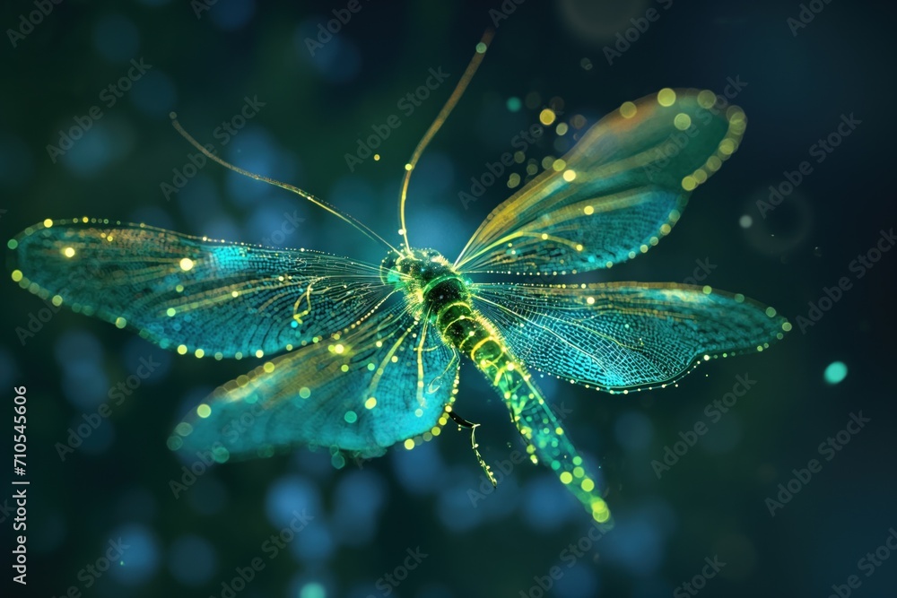 Digital Insect Virtual Butterfly hologram projection of firefly bug insect . generative ai Stock ...