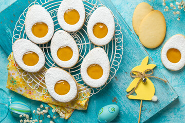 Wall Mural - Easter linzer egg cookies with lemon jam filling
