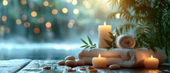 Wall Mural - Spa treatments, massages, and calming spa environments supplies zen stones and water spa of deep relaxation and tranquility and with space for text concepts. spa background