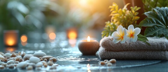 Wall Mural - Spa treatments, massages, and calming spa environments supplies zen stones and water spa of deep relaxation and tranquility and with space for text concepts. spa background