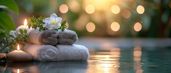 Spa treatments, massages, and calming spa environments supplies zen stones and water spa of deep relaxation and tranquility and with space for text concepts. spa background