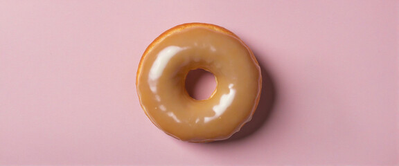 Delicious donut on cute pink background.