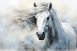 white horse watercolor design illustration