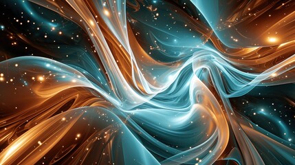 Wall Mural - terracotta and turquoise modern digital abstract with pulsating lights