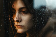 Blick der Traurigkeit: Einsamkeit und Deprimiertheit an einem regnerischen Tag