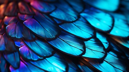 Wall Mural - extreme close-up of butterfly wings, vibrant colors and patterns, fine details.
