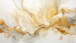 A mesmerizing concoction of abstract white and golden liquids creates a lavish, sparkling tapestry.