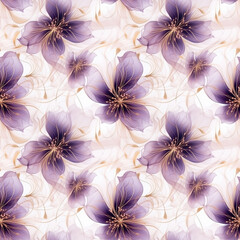 Sticker - Seamless pattern with flowers retro style