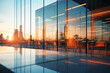 Blurred glass wall of modern business office building at the business center use for background in business concept. Blur corporate business office. Abstract office windows background.