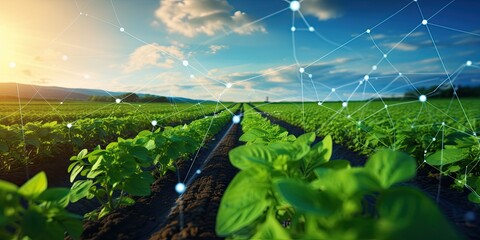 Wall Mural - Represents using blockchain technology for traceability and transparency in agriculture