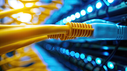 Sticker - Web banner of yellow data cables
