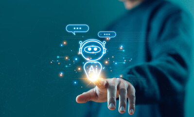 Wall Mural - chatbot digital technology generates the information command prompt, smart robot conversation. conce