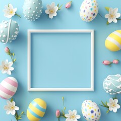 Sticker - Easter holiday frame background with copy space