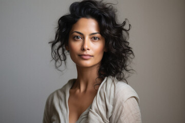 Portrait of a beautiful woman with a white scarf