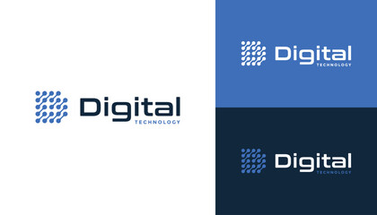 Wall Mural - modern initial letter d with digital wire line dots for connection network technology logo design