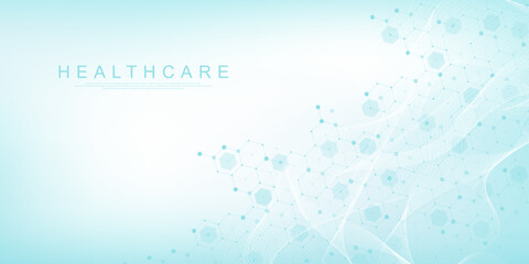 Wall Mural - modern health care or medical background design. health care innovation concept. horizontal header w