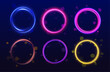 Glowing spiral. Abstract neon color glowing lines background. The energy flow tunnel. Shine round frame with light circles light effect.	